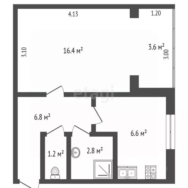 1-к кв. Ханты-Мансийский АО, Когалым ул. Мира, 14 (34.1 м) - Фото 1