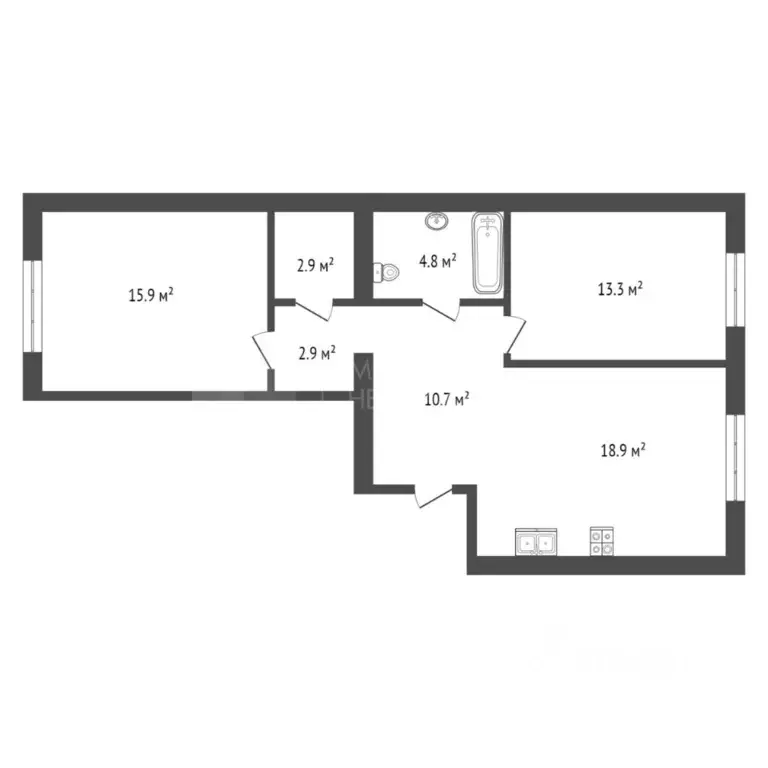 2-к кв. Тюменская область, Тюмень ул. Республики, 204к12 (69.4 м) - Фото 1