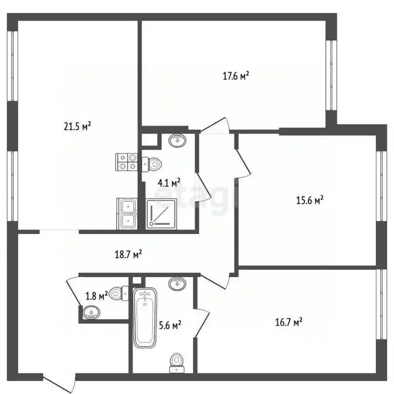 3-к кв. Москва ул. Василия Ланового, 5 (100.7 м) - Фото 2