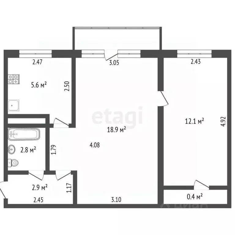 2-к кв. Татарстан, Альметьевск ул. Заслонова, 5 (44.1 м) - Фото 2