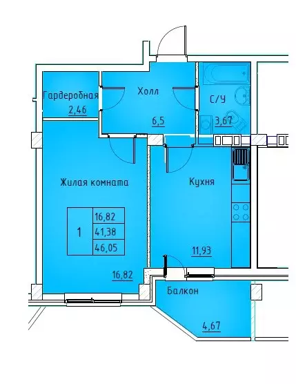 Продаётся 1-к квартира, 47.3 м - Фото 0