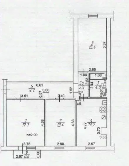3-к кв. Татарстан, Казань ул. Татарстан, 49 (69.0 м) - Фото 2