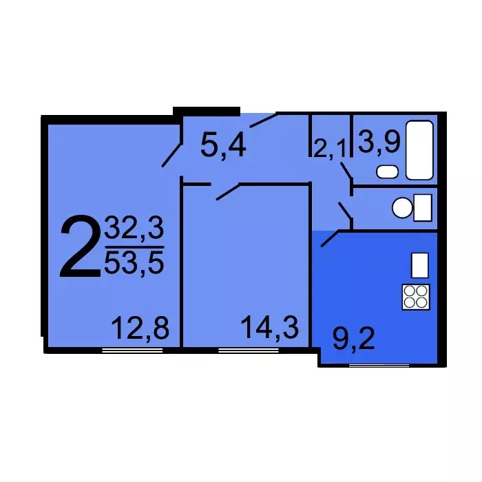 Продаётся 2-к квартира, 54.6 м - Фото 1