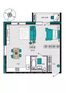 1-к кв. Приморский край, Уссурийск Радужный мкр,  (46.8 м) - Фото 1