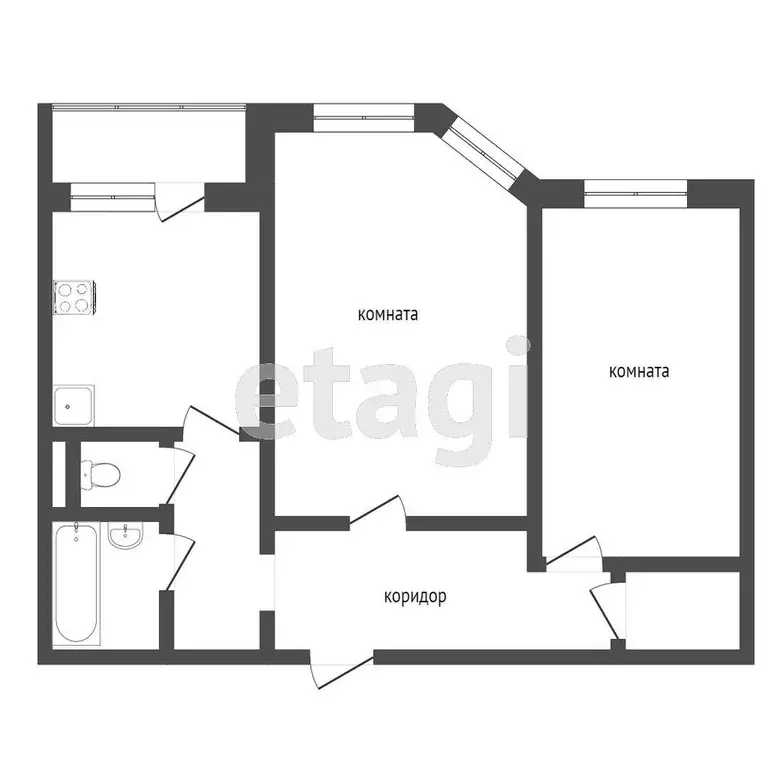 Квартира, 2 комнаты, 54.9 м - Фото 0