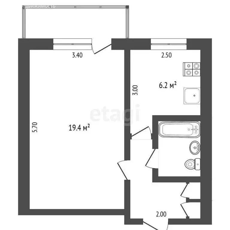 1-комнатная квартира: Тюмень, Таллинская улица, 2А (33 м) - Фото 0