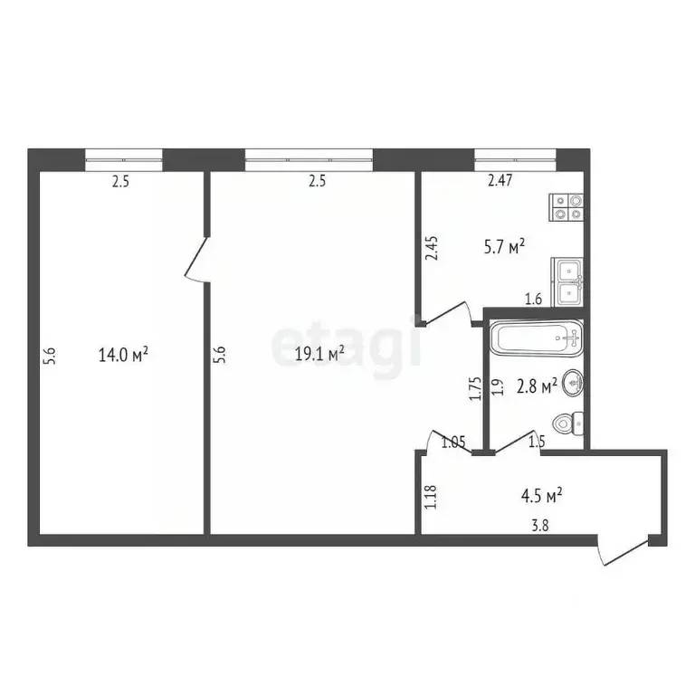 2-к кв. Мордовия, Саранск ул. Лихачева, 15 (46.1 м) - Фото 1