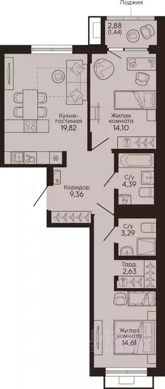 2-к кв. Свердловская область, Екатеринбург Вокзальный жилрайон,  ... - Фото 1