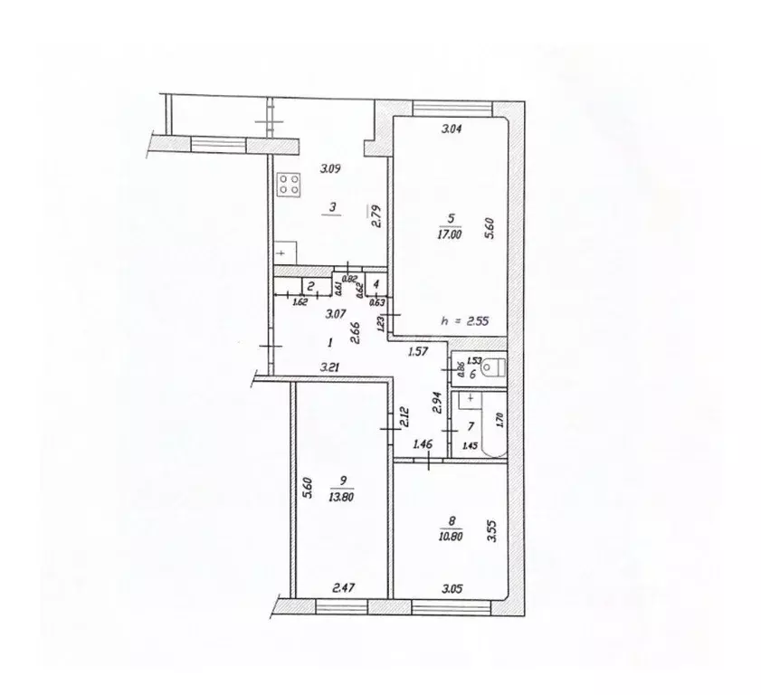 3-к кв. Чувашия, Чебоксары ул. Эльгера, 6 (71.7 м) - Фото 1