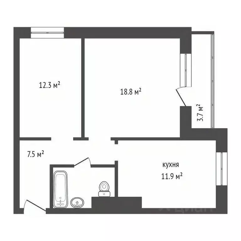 2-к кв. Красноярский край, Красноярск Аральская ул., 41 (56.3 м) - Фото 2