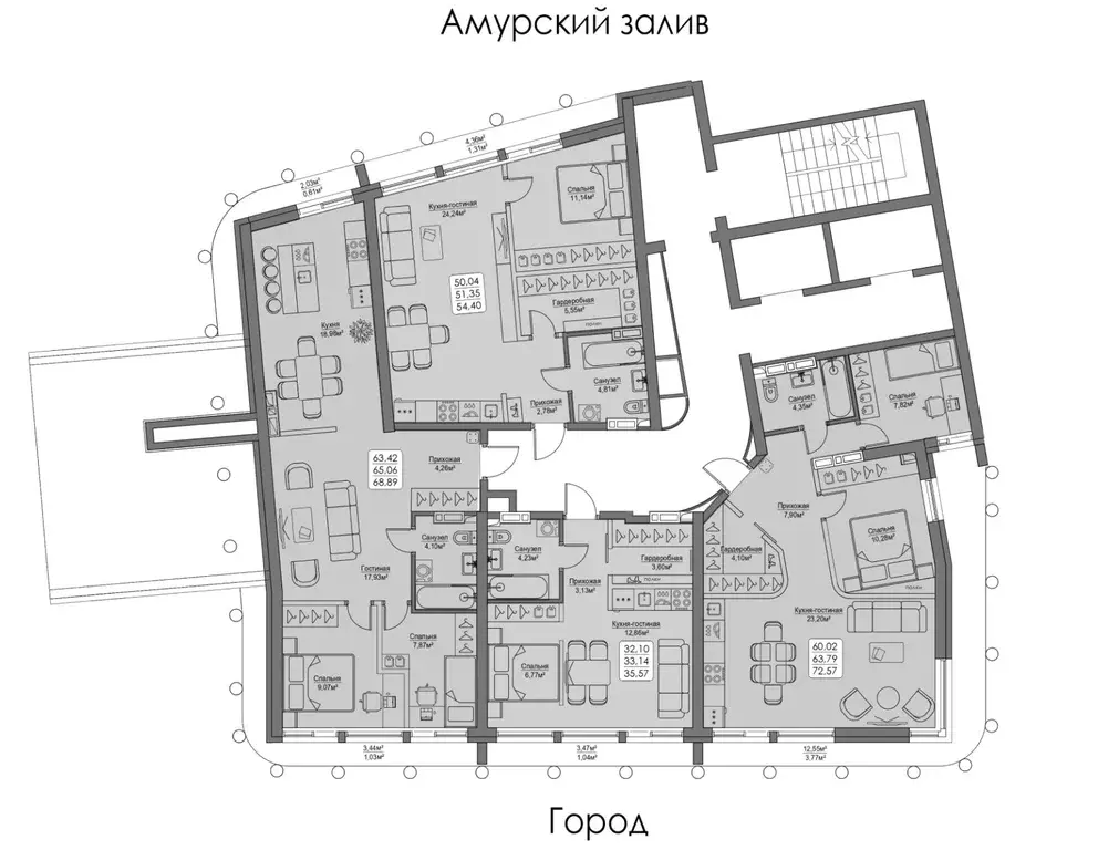 1-к кв. Приморский край, Владивосток ул. Мыс Кунгасный, 3Б (65.06 м) - Фото 1