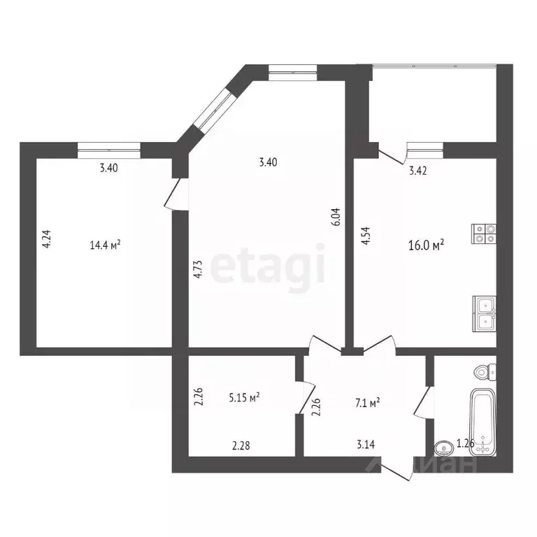 2-к кв. Коми, Ухта Тиманская ул., 10 (63.6 м) - Фото 1