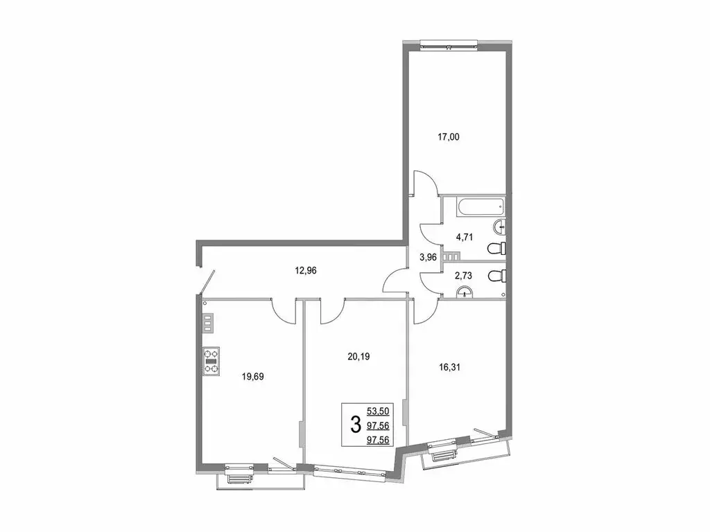 3-комнатная квартира: деревня Крюково, Высокая улица, 1 (97.7 м) - Фото 1
