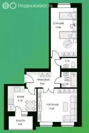 2-комнатная квартира: Калуга, Изумрудная улица, 6 (59.43 м) - Фото 1