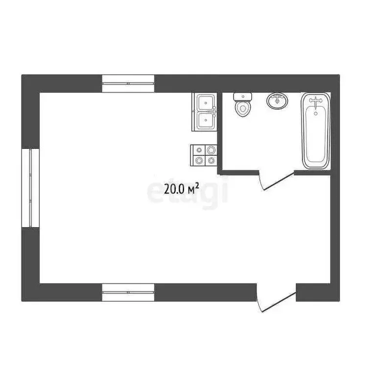 Квартира-студия: Заводоуковск, Солнечная улица, 15 (40 м) - Фото 1