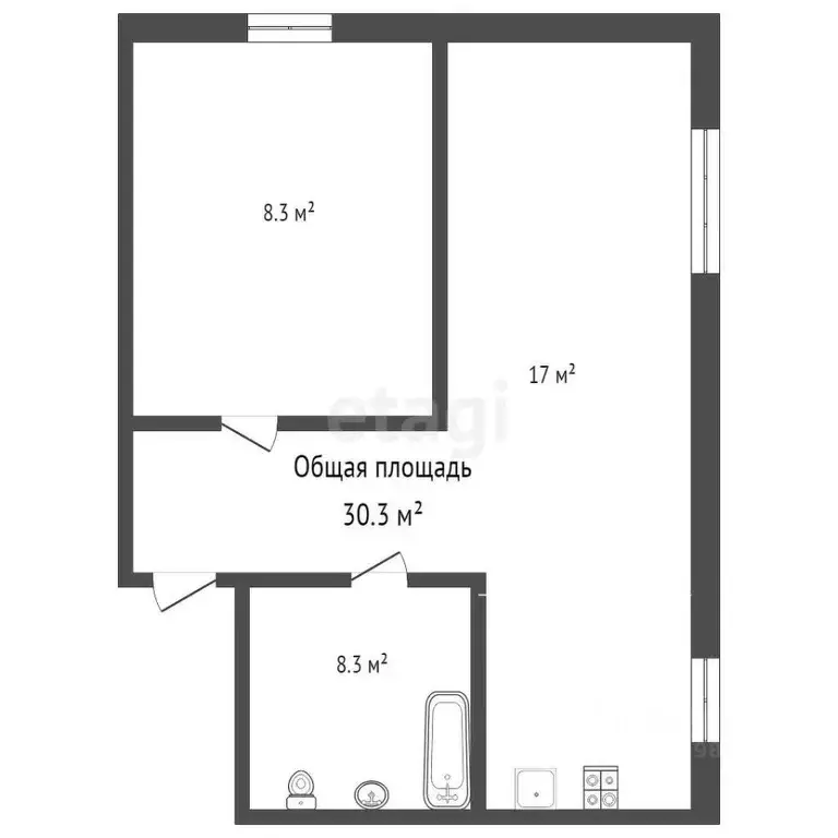 1-к кв. Брянская область, Брянск Угольная ул., 16 (30.3 м) - Фото 1