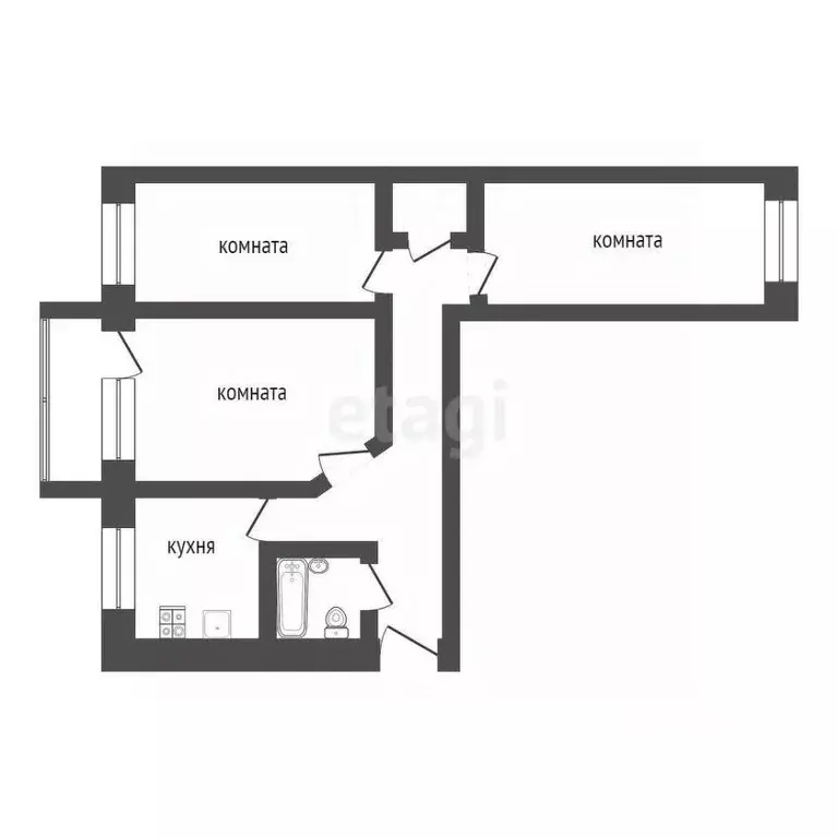 3-к кв. Тульская область, Тула Приупская ул., 4 (59.4 м) - Фото 1