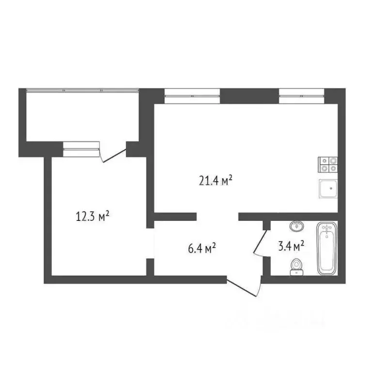 2-к кв. Новосибирская область, Новосибирск Стрижи мкр, 1 (44.0 м) - Фото 1