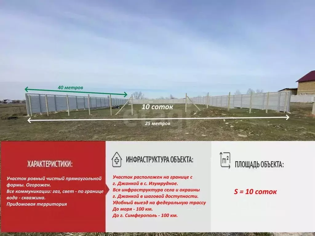 Участок в Крым, Джанкойский район, с. Изумрудное  (10.0 сот.) - Фото 1
