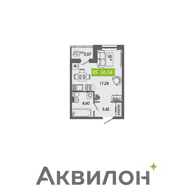 Студия Архангельская область, Северодвинск Аквилон Севен жилой ... - Фото 0