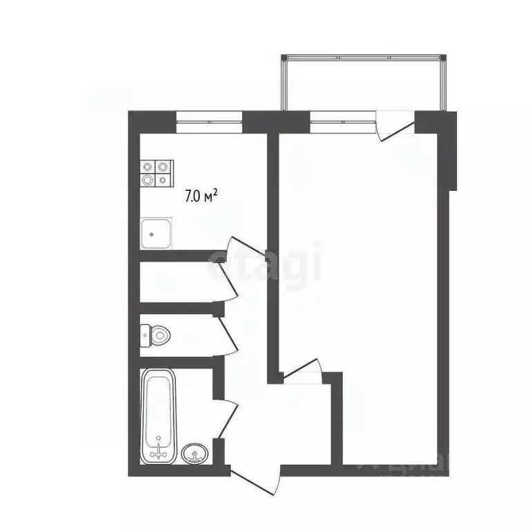 1-к кв. Тюменская область, Тюмень Камчатская ул., 1 (35.6 м) - Фото 1