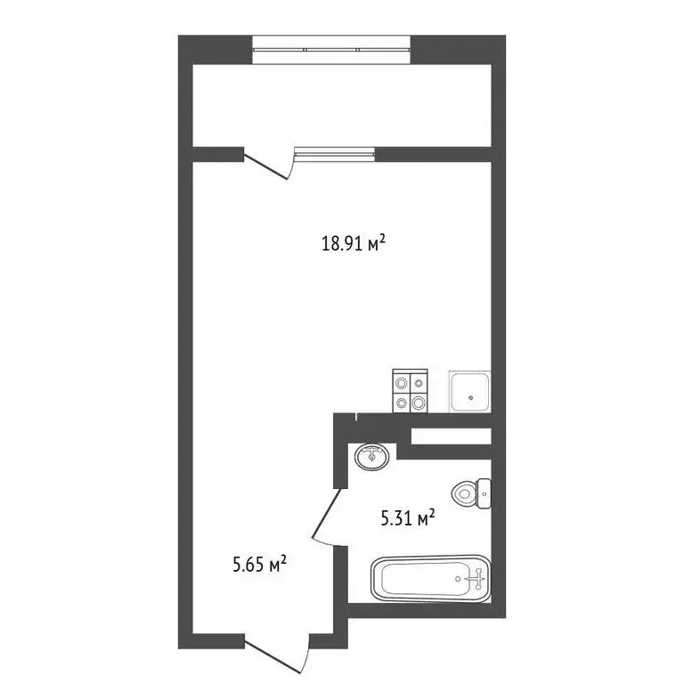 Квартира-студия: Тюмень, улица Евгения Войнова, 7 (35.4 м) - Фото 1