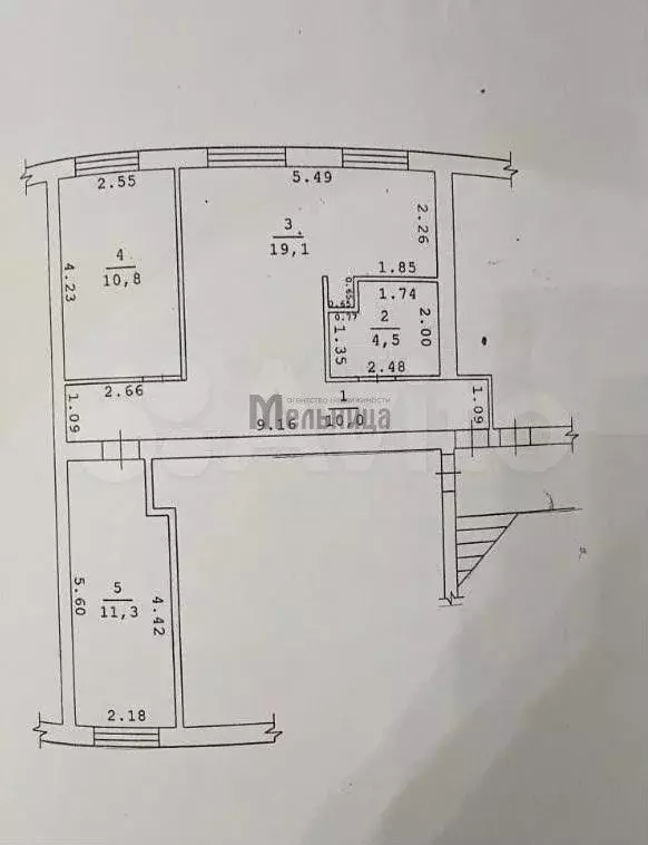 3-к. квартира, 55,7 м, 1/2 эт. - Фото 0