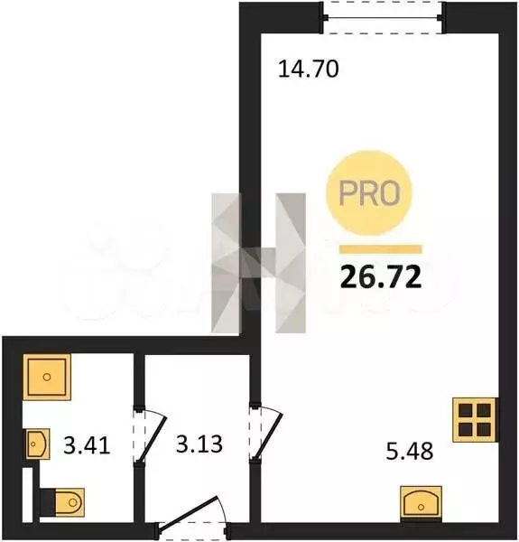 Квартира-студия, 26,7 м, 14/24 эт. - Фото 0