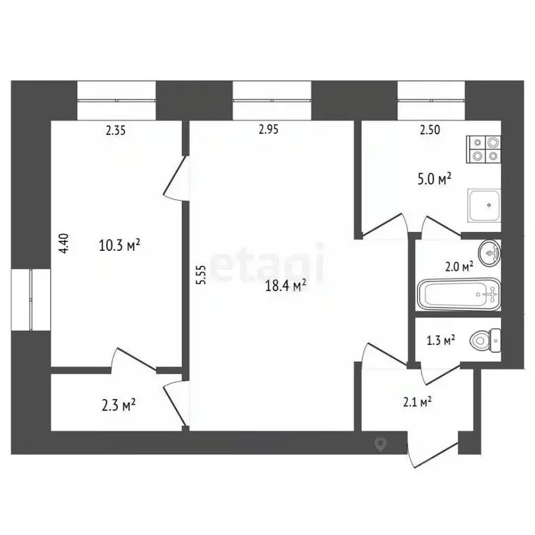 2-к кв. Хабаровский край, Солнечный рп ул. Геологов, 4 (41.4 м) - Фото 2