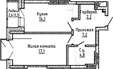 1-комнатная квартира: Новосибирск, ЖК Расцветай на Красном (45.4 м) - Фото 1