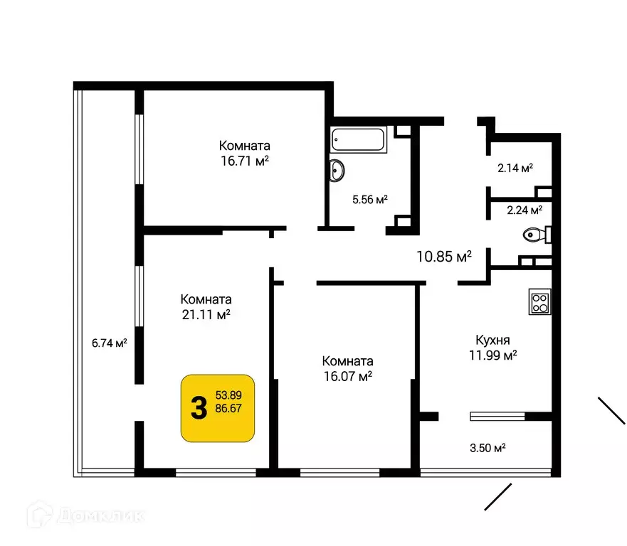 Продаётся 3-к квартира, 90.44 м - Фото 0