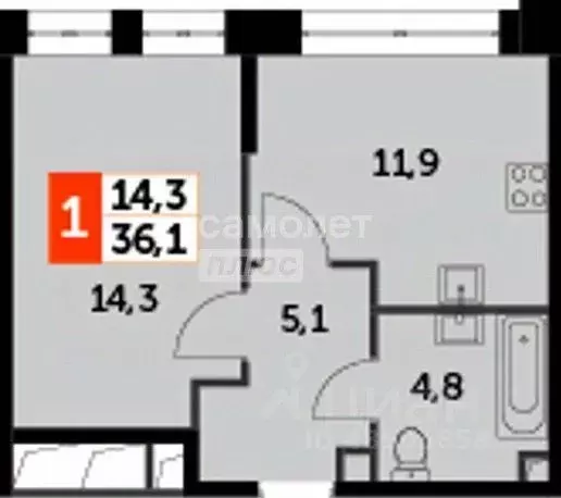 1-к кв. Москва Шелепихинская наб., 38к5 (36.1 м) - Фото 2