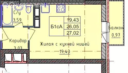 1-комнатная квартира: Ярославль, Пашуковская улица, 5к2 (27 м) - Фото 2
