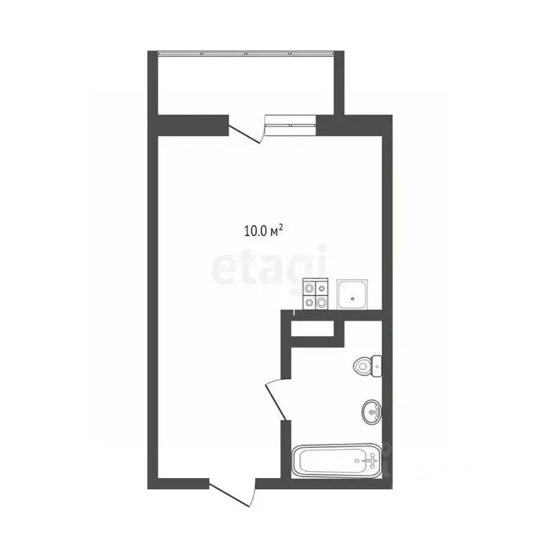 Студия Тюменская область, Тюмень Велижанская ул., 66 (25.0 м) - Фото 2