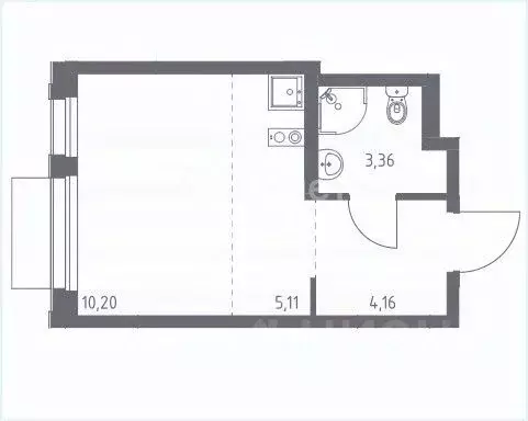 Студия Москва ул. Аэростатная, 15к4 (22.8 м) - Фото 2