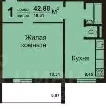 1-к кв. Челябинская область, Челябинск Шуменская ул., 31 (40.4 м) - Фото 2
