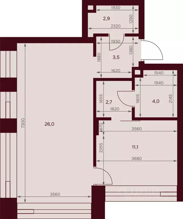 2-к кв. Москва ул. Серпуховский Вал, 7 (49.7 м) - Фото 2