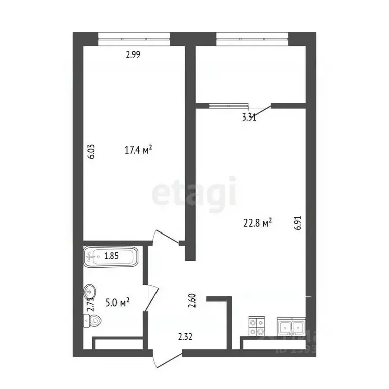 1-к кв. Тюменская область, Тюмень ул. Николая Ростовцева, 26к1 (49.5 ... - Фото 1
