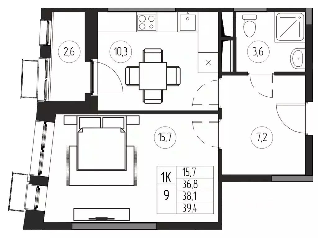 1-к кв. Московская область, Пушкино ул. Тургенева, 15А (38.1 м) - Фото 0