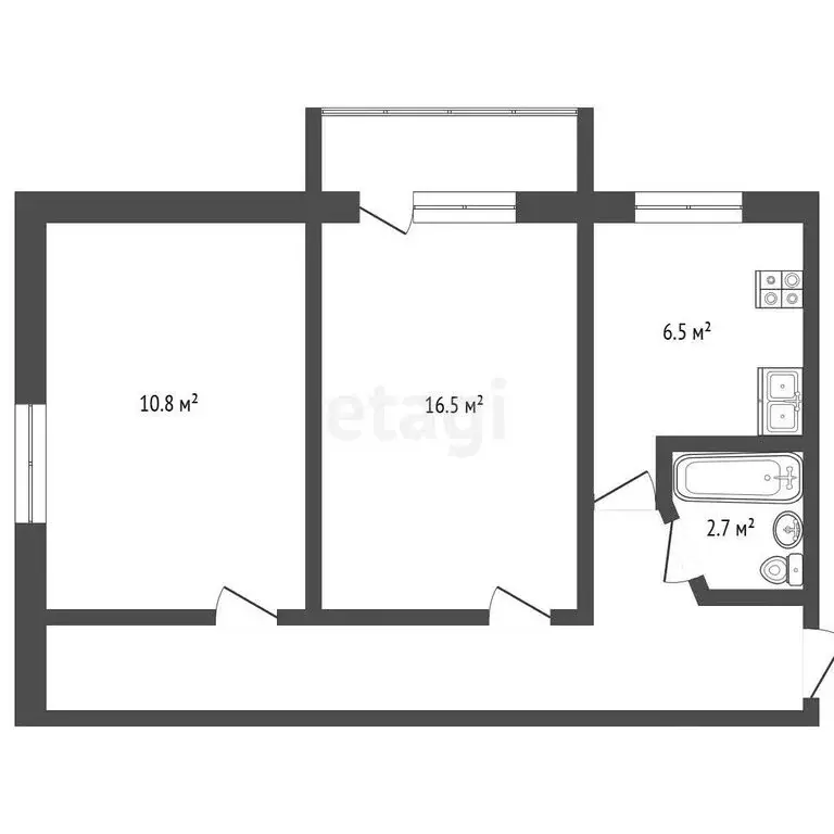 2-комнатная квартира: Севастополь, улица Дмитрия Ульянова, 20 (43.2 м) - Фото 1