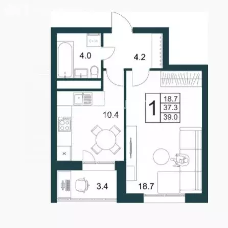 1-комнатная квартира: Липецк, Минская улица, 4Б (40 м) - Фото 0