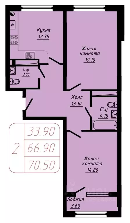 2-к кв. Ставропольский край, Кисловодск  (70.5 м) - Фото 1