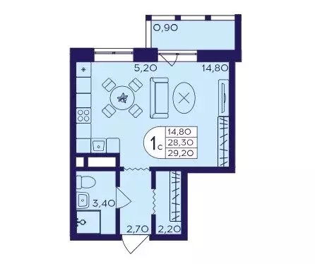 Квартира-студия: Балашиха, микрорайон Железнодорожный, микрорайон ... - Фото 1