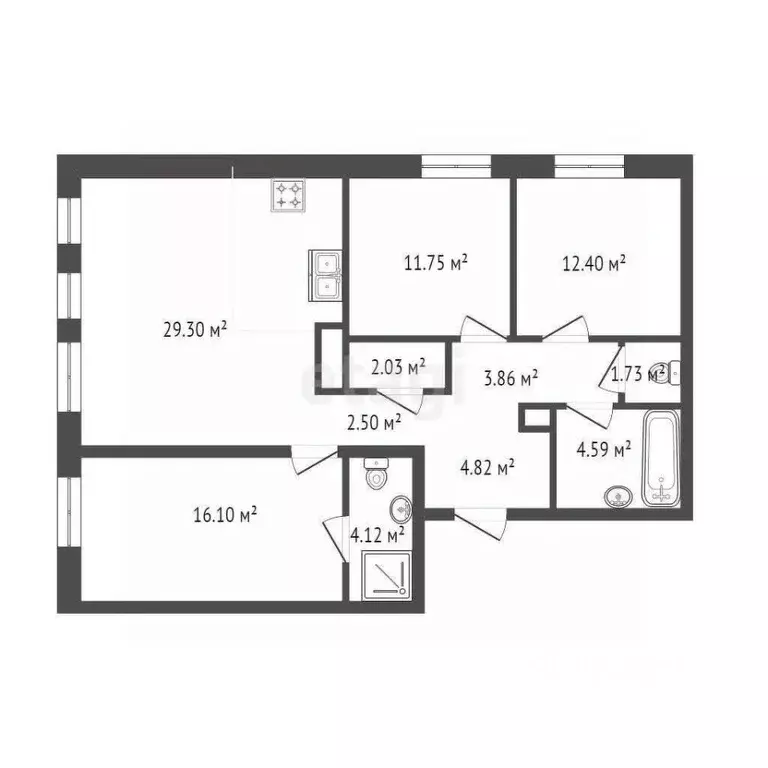3-к кв. Санкт-Петербург Выборгская наб., 27/6 (93.2 м) - Фото 1