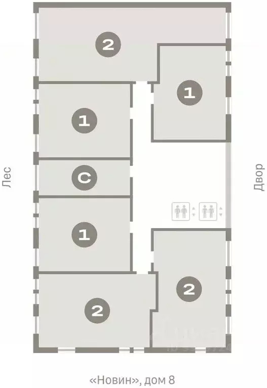 2-к кв. Ханты-Мансийский АО, Сургут 35-й мкр, Квартал Новин жилой ... - Фото 2