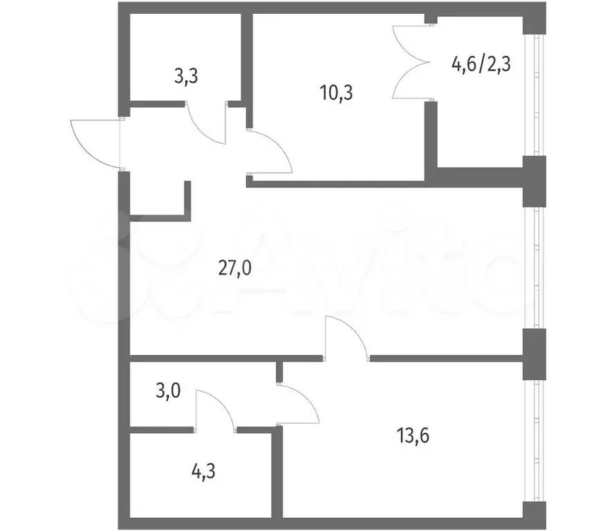 2-к. квартира, 63,8 м, 3/7 эт. - Фото 1