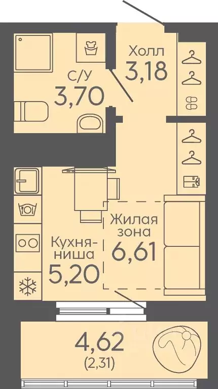 Студия Свердловская область, Екатеринбург Новокольцовский мкр, ... - Фото 0