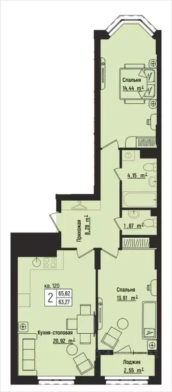 2-к кв. Нижегородская область, Нижний Новгород Литературная ул., 5 ... - Фото 1