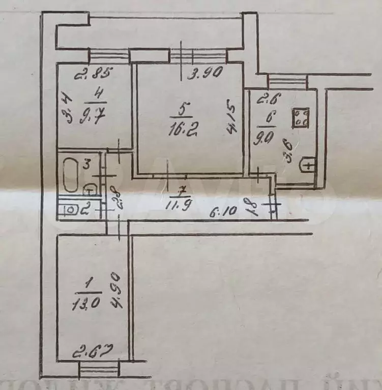 3-к. квартира, 64,1 м, 2/9 эт. - Фото 0