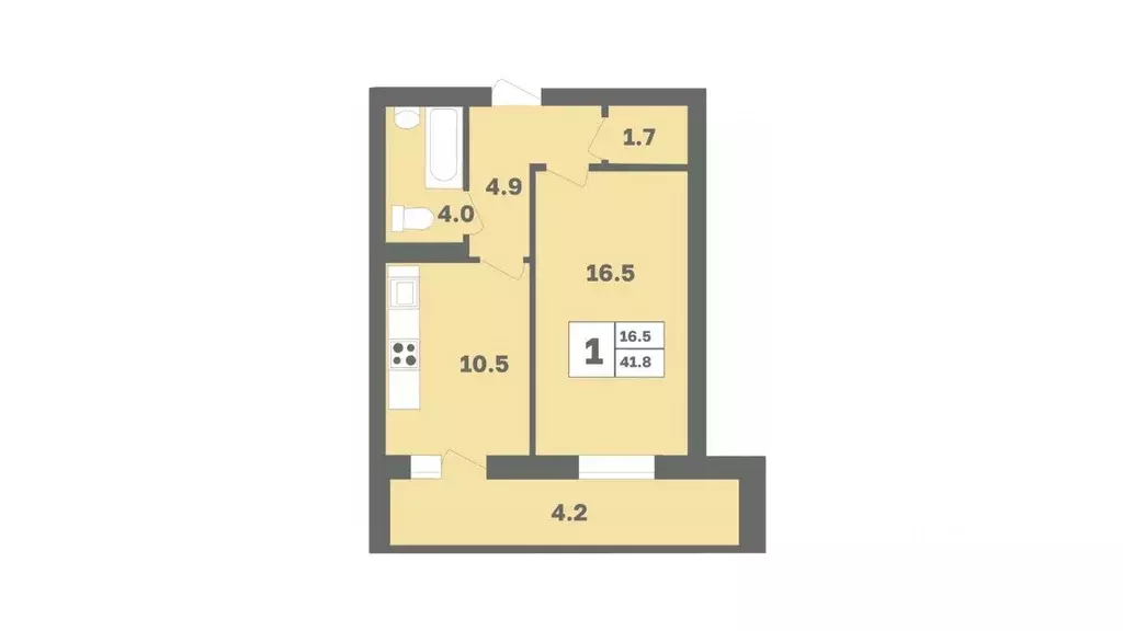 1-к кв. Башкортостан, Уфа Дагестанская ул., лит12 (41.8 м) - Фото 1